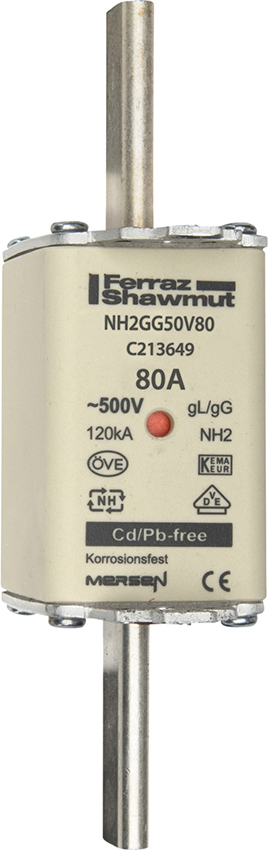 Mersen NH2GG50V80 NH-Sicherungseinsatz SF Gr.2 gG 80A/500V KM