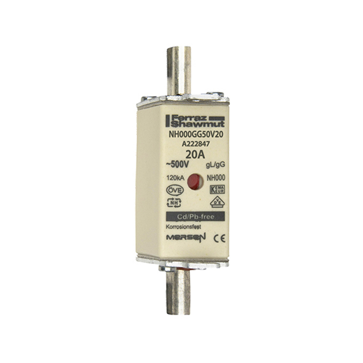 Mersen NH000GG50V20 NH-Sicherungseinsatz SF Gr.000 gG 20A/500VKM