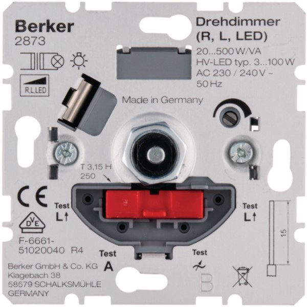 Berker 2873 Drehdimmer 20-500W/VA