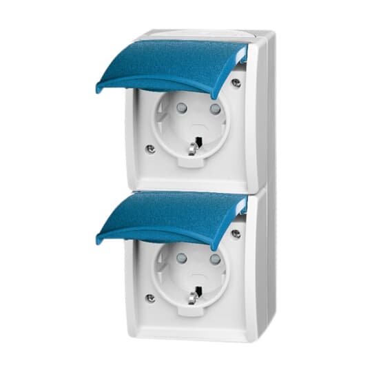 Busch-Jaeger 20-02 EBW-53 Steckdose,senkrecht,2fach Klappdeckel,erh. Ber