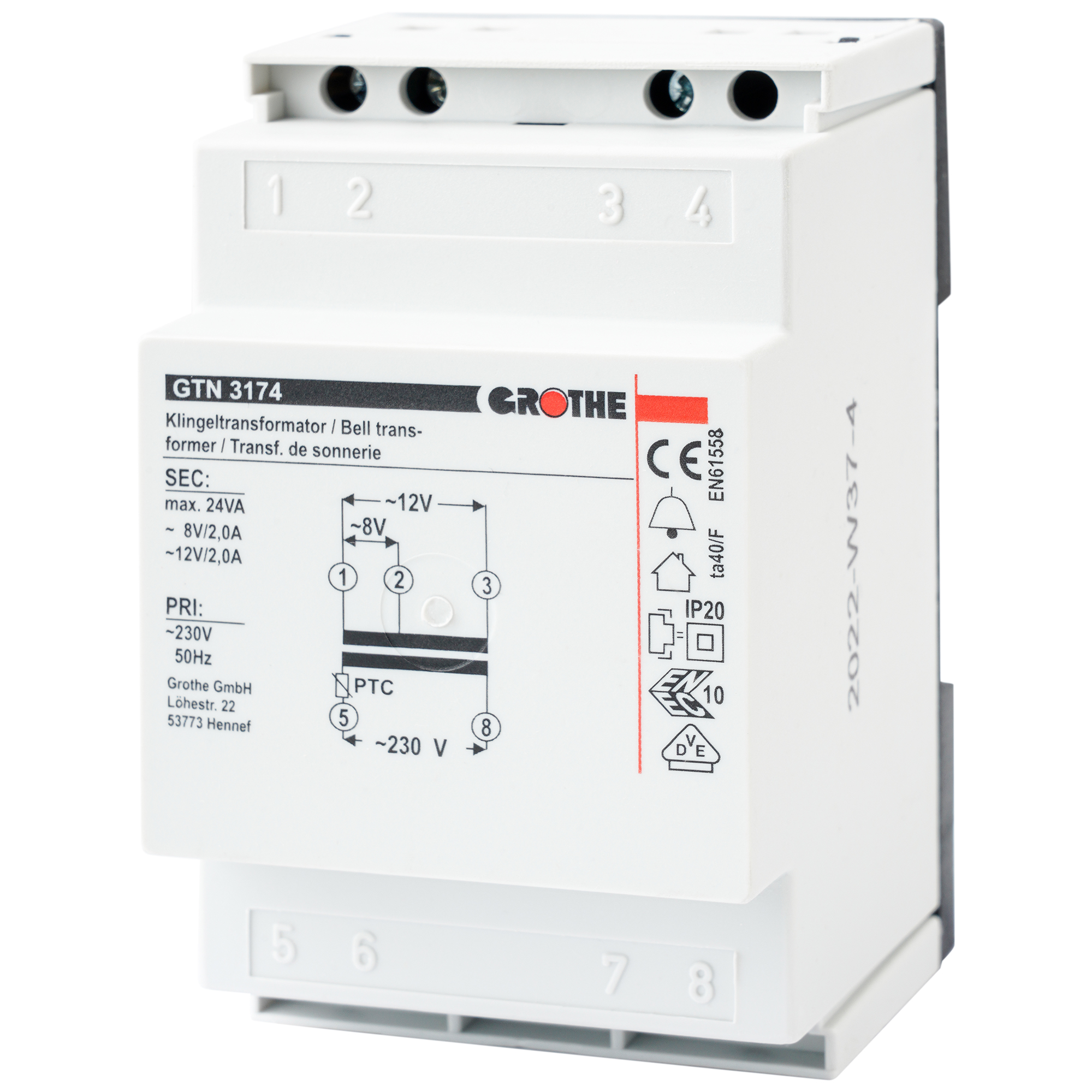 Grothe GTN 3174 Klingeltransformator 3,0/2,0/2,0A