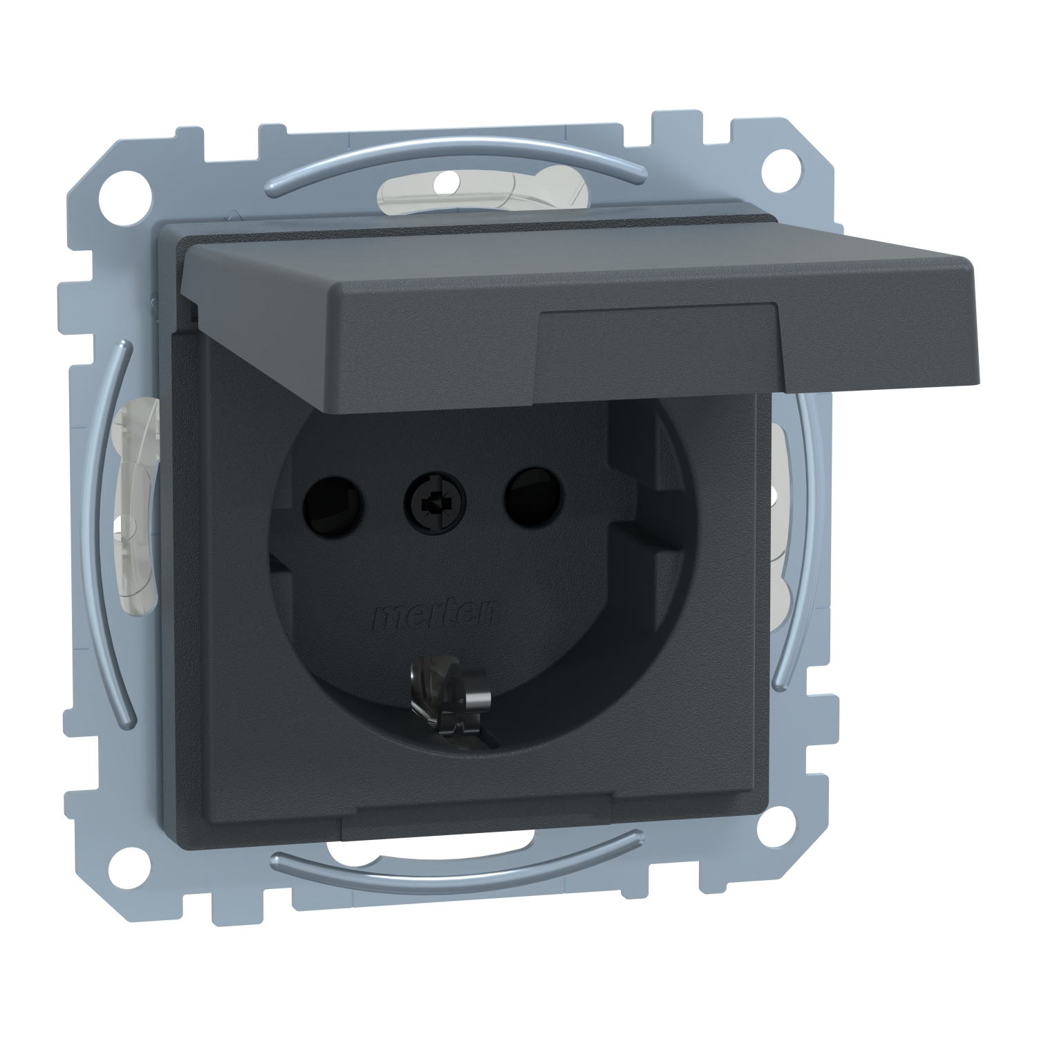 Merten MEG2414-0414 SCHUKO-Steckdose anth m.Klappdeckel IP44