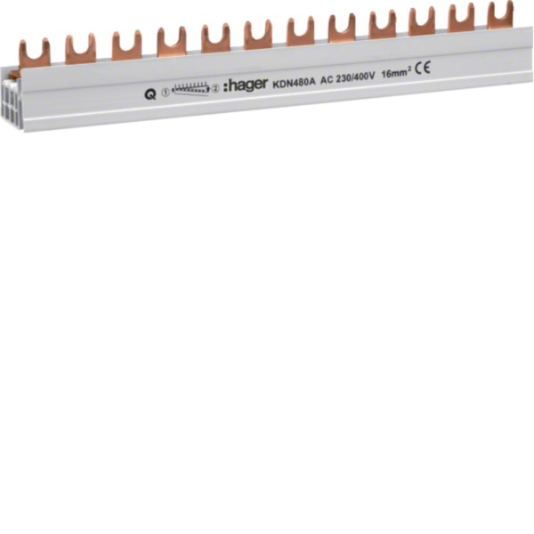 Hager KDN480A Phasenschiene 4p,16qmm,12mod,Gabel