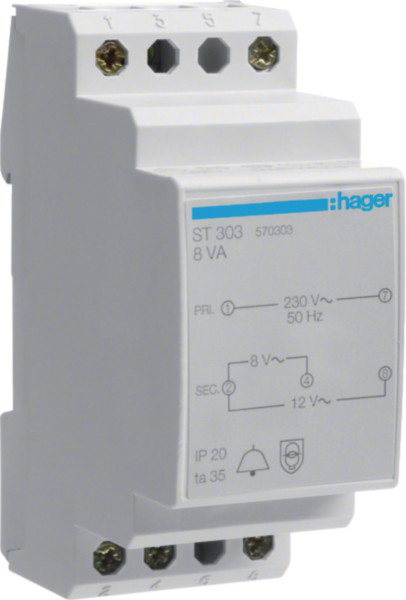 Hager ST303 Klingeltrafo 8V/1,0A-12V/0,67A