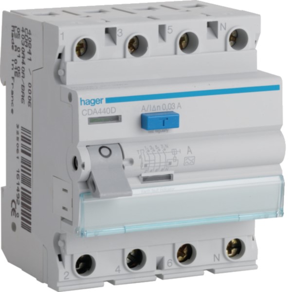 Hager CDA440D FI-Schutzschalter 4pol. 40A/30mA,6kA