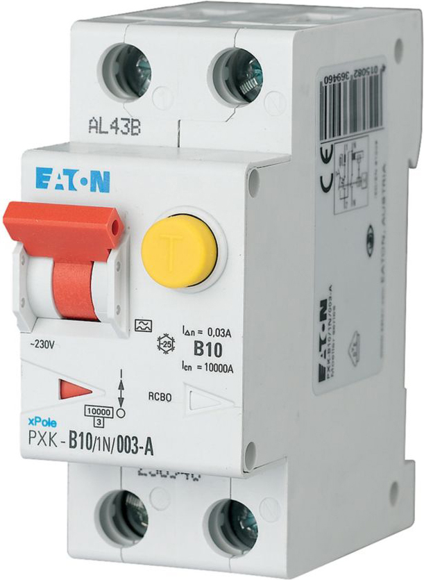 Eaton PXK-B10/1N/003-A FI/LS-Kombischalter B 10A 1p+N, 30mA