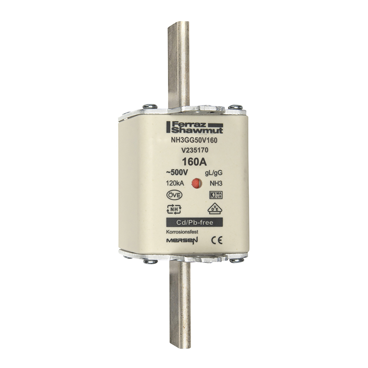 Mersen NH3GG50V160 NH-Sicherungseinsatz SF Gr.3 gG 160A/500V KM