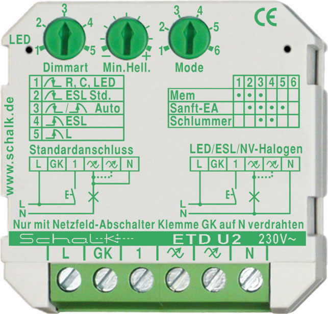 Schalk ETD U2 Universal-Tastdimmer UP 230VAC 0-500VA