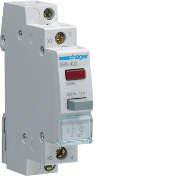 Hager SVN422 Taster 1Ö rot,230VAC