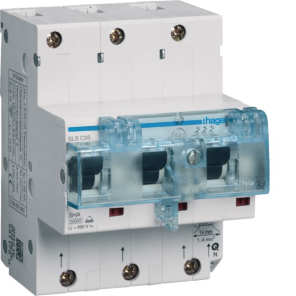 Hager HTN335C SLS-Schalter 3P Cs-35A Hutschiene
