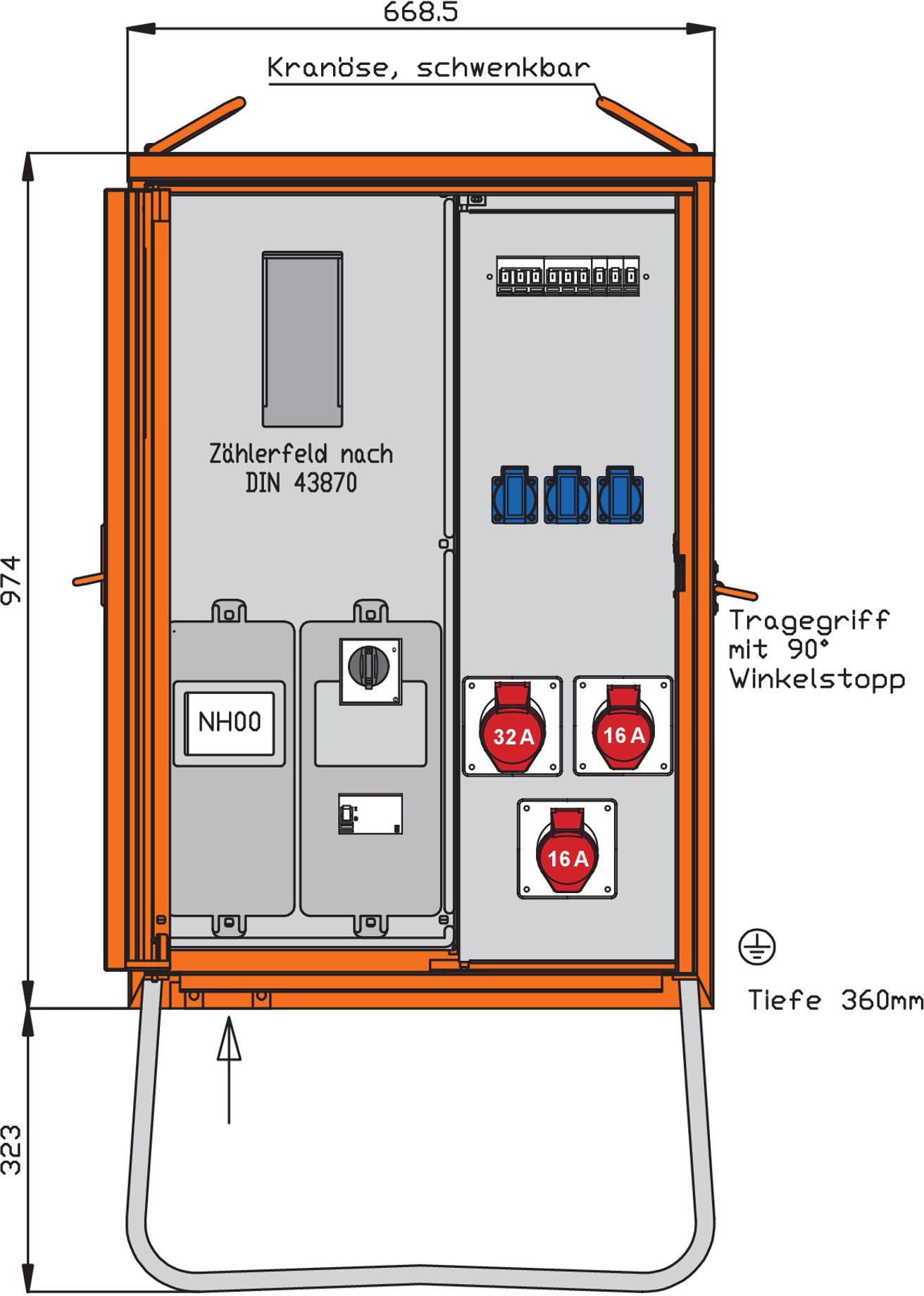 Walther Werke WAV0100R1 Anschlussverteilerschrank 22kVA m.Zählerplatz