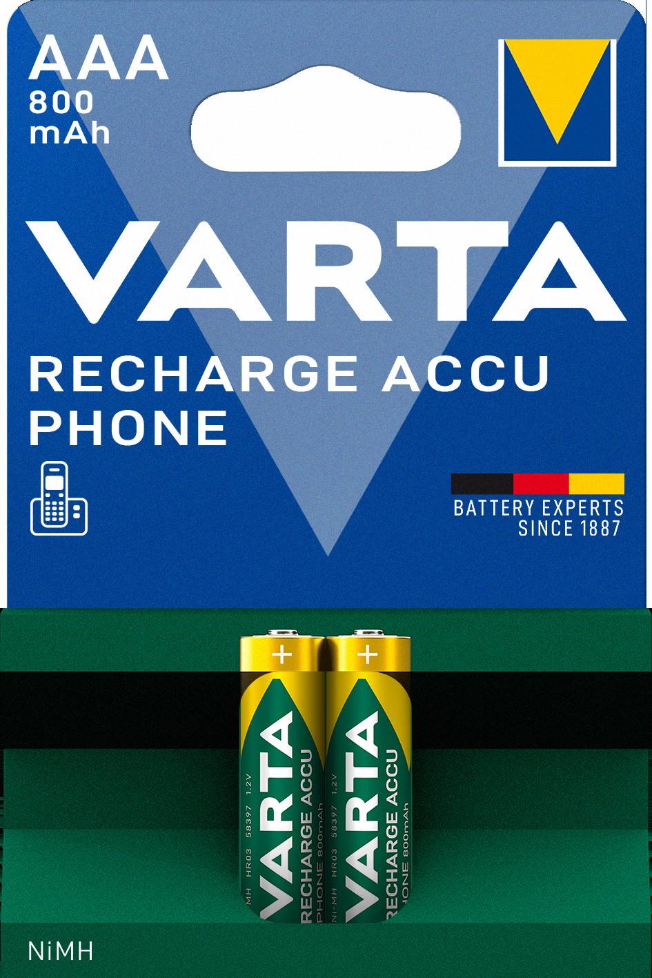 Varta Cons.Varta 58398 Bli.2 Recharge Accu Phone AAA 1,2V/800mAh/NiMH