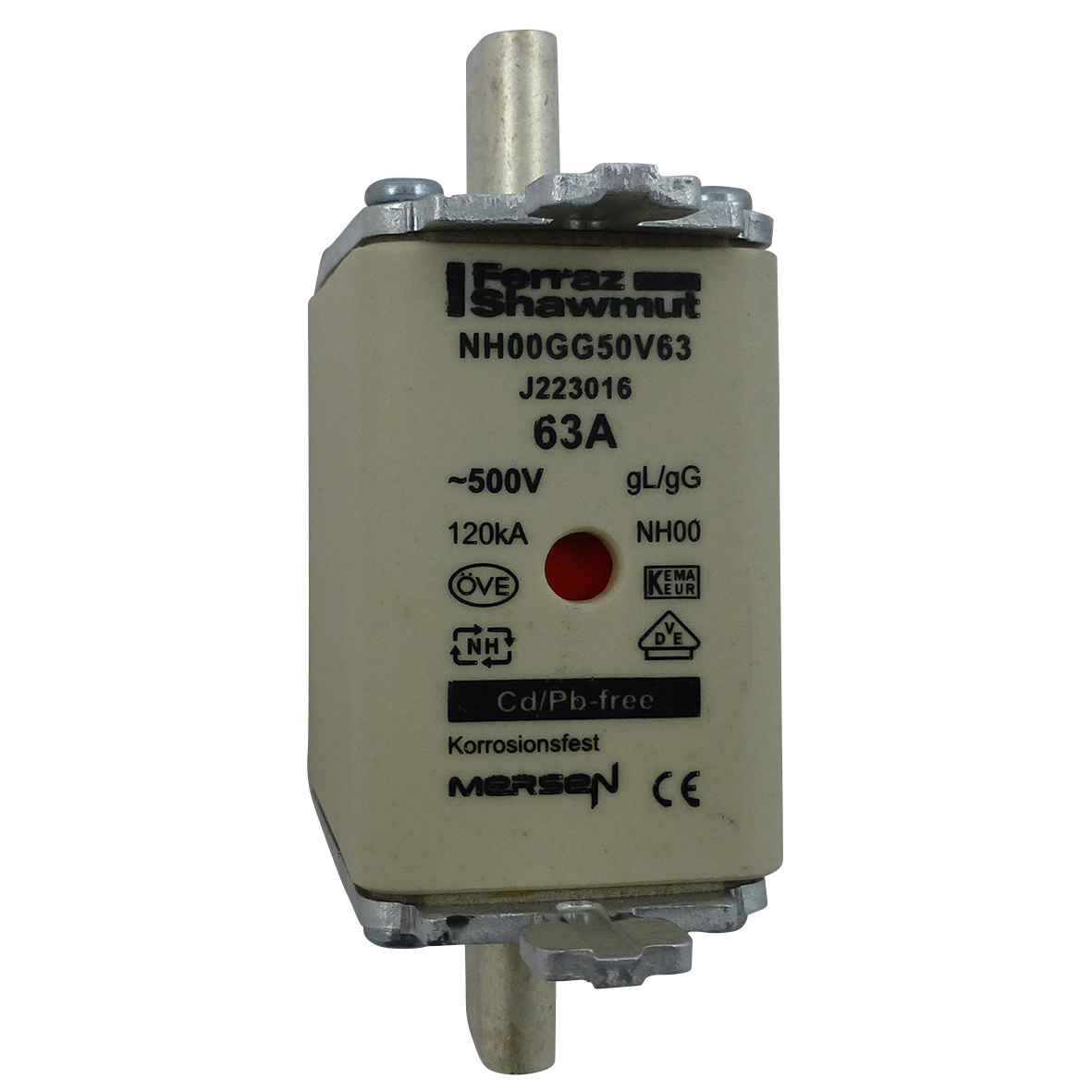 Mersen NH00GG50V63 NH-Sicherungseinsatz SF Gr.00 gG 63A/500V KM