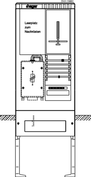 Hager ZAS175MH1 Zähleranschlusssäule 1ZP + 1LP, 2-feldig