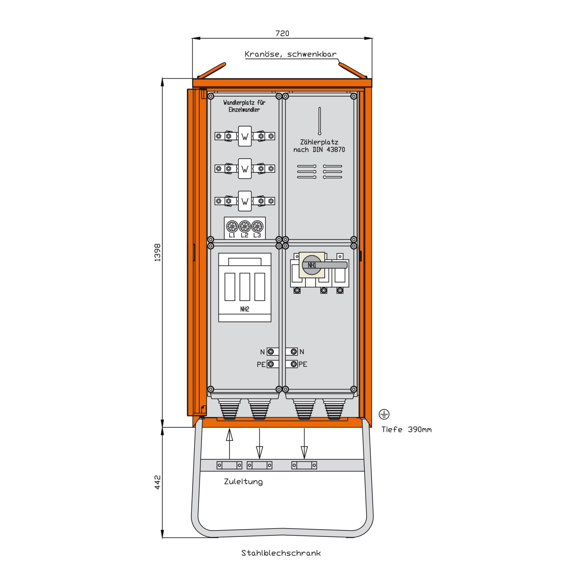 Walther Werke WA0031 Anschlussschrank 173kVA/1Abg/1Z/1W