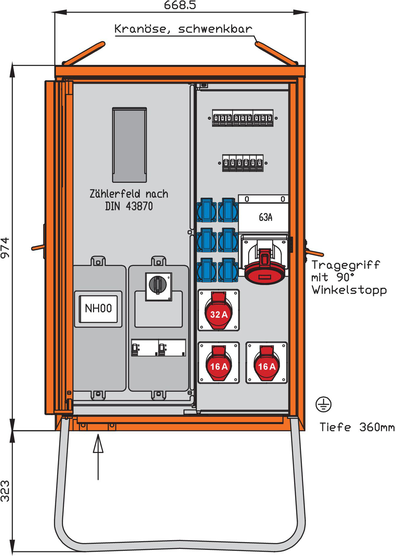 Walther Werke WAV0170R1 Anschlussverteilerschrank 44kVA m.Zählerplatz