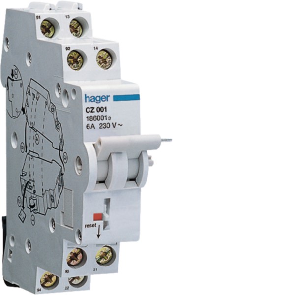 Hager CZ001 Hilfsschalt. f.FI-Schalter 6A,2S+2Ö