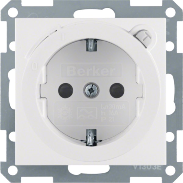 Berker 47088989 SCHUKO-Steckdose pws/gl m.FI-Schutzschalt.