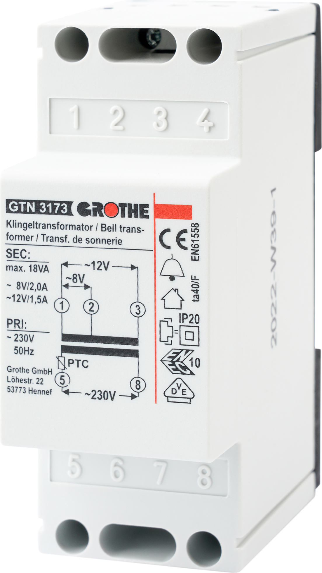 Grothe GTN 3173 Transformator 4/8/12VAC, 2/2/1,5A