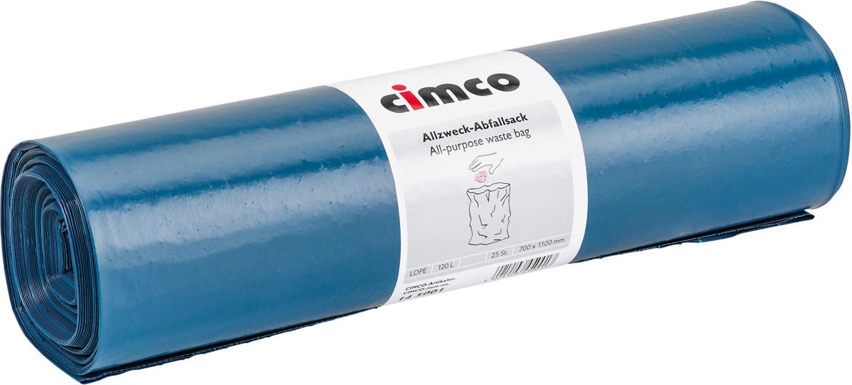Cimco Werkzeuge 145001 Müllbeutel 120l, blau 25 Sack auf Rolle