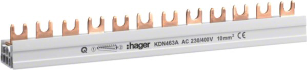Hager KDN463A Phasenschiene 3P+N,10q,12mod,Gabel