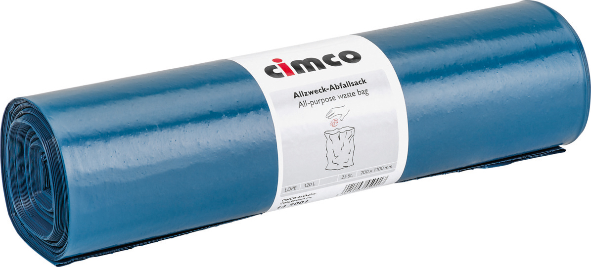 Cimco Werkzeuge 145001 Müllbeutel 120l, blau 25 Sack auf Rolle
