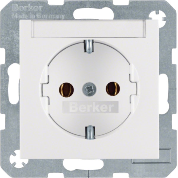 Berker 47501909 Schuko-Steckdose pws + Beschriftungsfeld