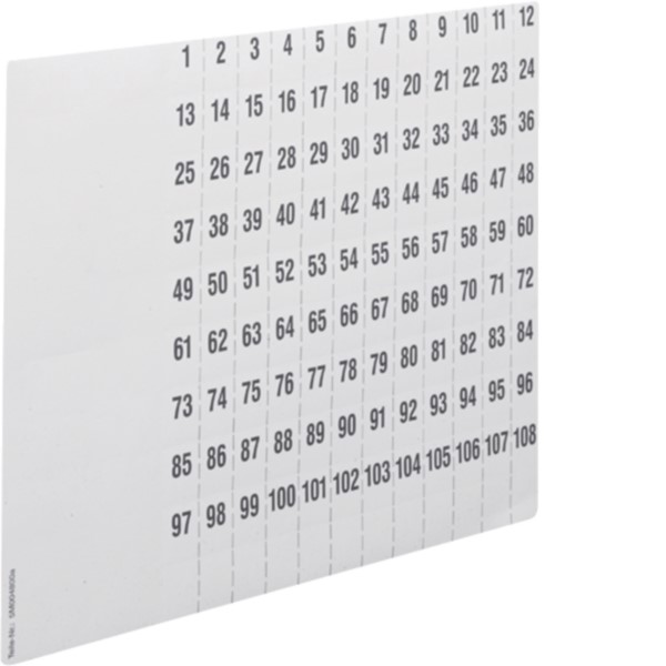 Hager ZZ90C (VE10) Beschriftungsbögen,uniZ Nummerier.1-108