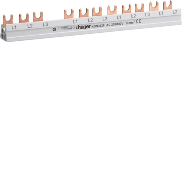 Hager KDN363F Phasenschiene 3P+N Gabel.10qmm