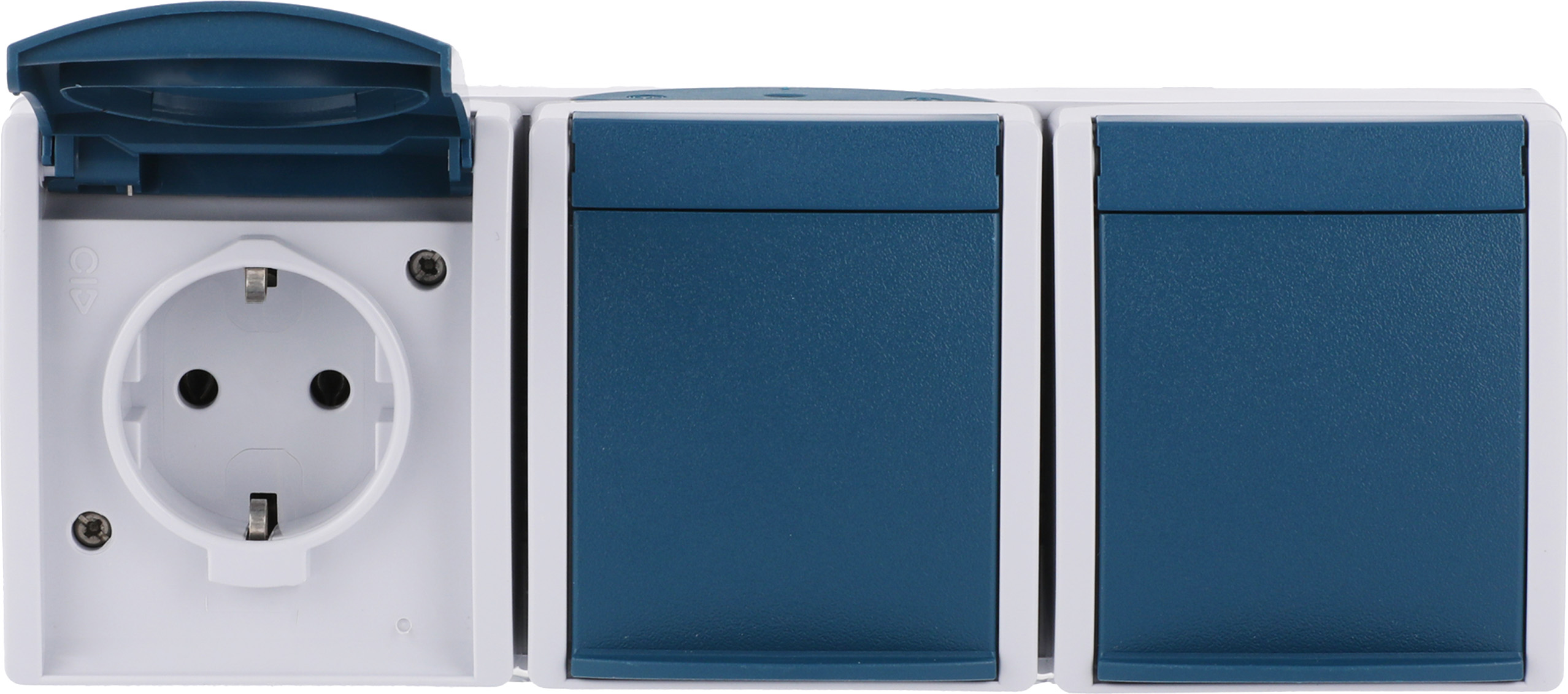 Busch-Jaeger 2300/3 EW-53 Schuko-Steckdose 3f. waagerecht