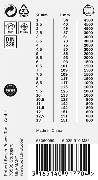 Bosch Power Tools 2608577352 HSS-Spiralbohrer-Set PointTeQ 25-tlg.