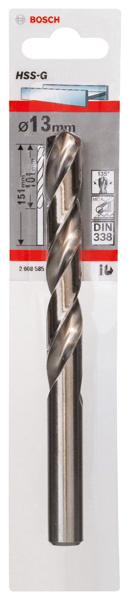 Bosch Power Tools 2608585942 Metallbohrer HSS-G, DIN 338 13 x 101 x 151
